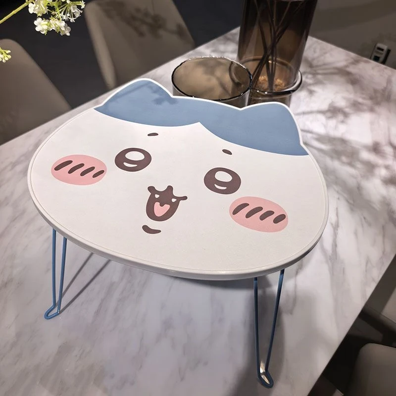 Cute Chiikawa Folding Side Table Kawaii Hachiware Usagi Cartoon Bedside Tray Desk For Kids Room Bedroom Study Station Gift