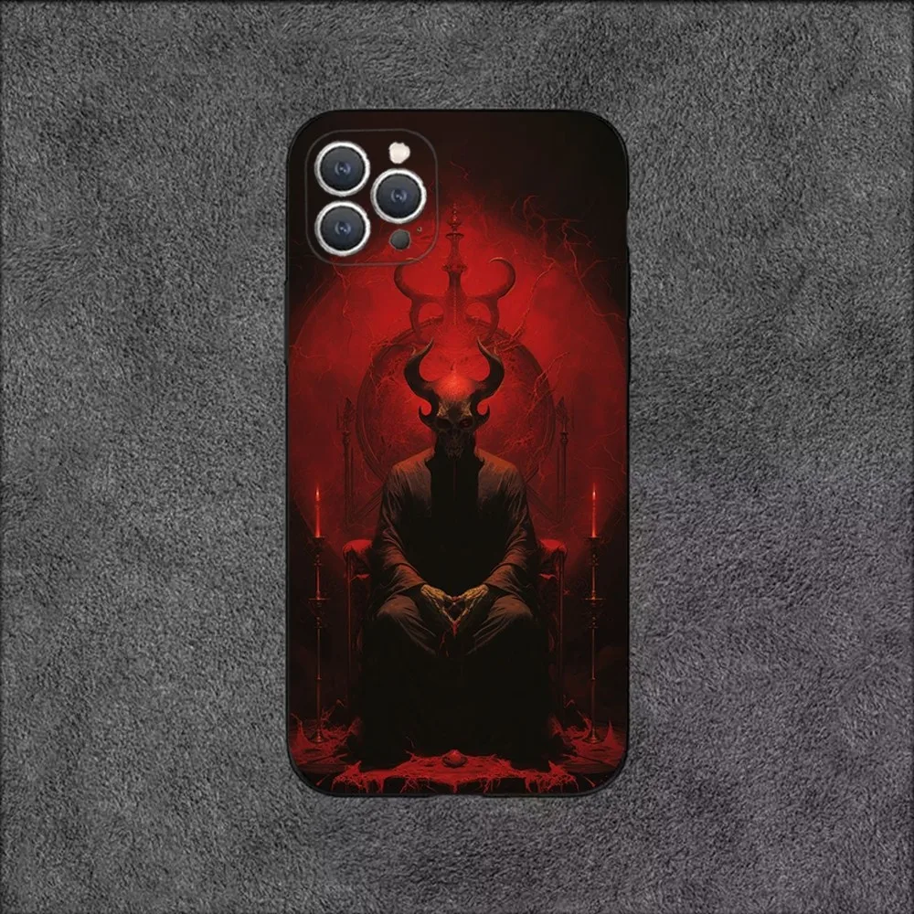 Devil Satan  Phone Case For iPhone 15,14,13,12,11,Plus,Pro Max,XS,X,XR,SE,Mini,8,7 Soft Silicone Black Cover