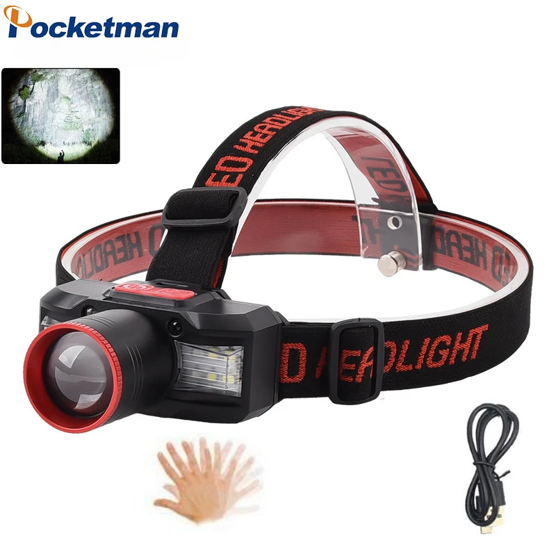 

USB Rechargeable LED Sensor Headlamp Outdoor Waterproof Led Head Torch Camping Search Light Head Flashlight for Fishing Lantern