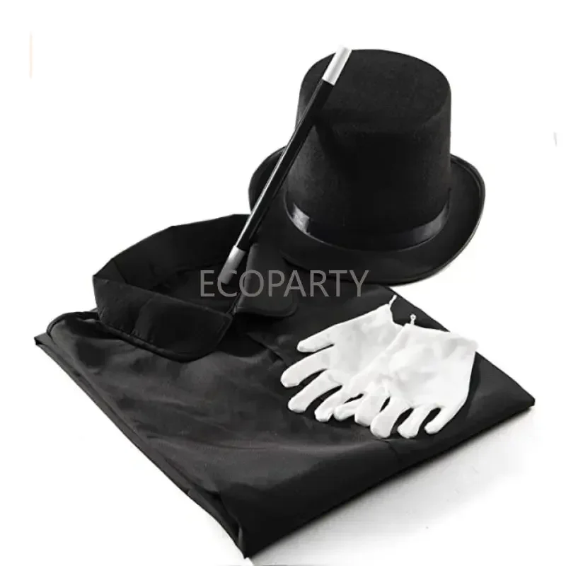 Adult Magician Costume Kids Toy Kit Set for Men and Women with Top Hat, Cape, Magic Wand, White Gloves for Magic Tricks Show