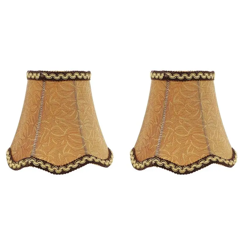 2X Chandelier Lamp Shades Fabric Cloth Clip On Light Shades Lamp Cover Drum Shade Lampshade Bulb Cover 13Cm