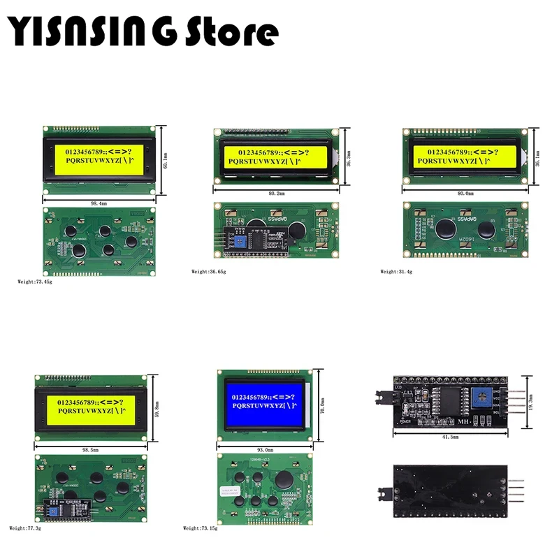 LCD1602แอลซีดี1602 2004โมดูล12864สีฟ้าหน้าจอสีเขียว16x2 20X4การแสดงอักขระ HD44780ตัวควบคุมแสงสีดำ