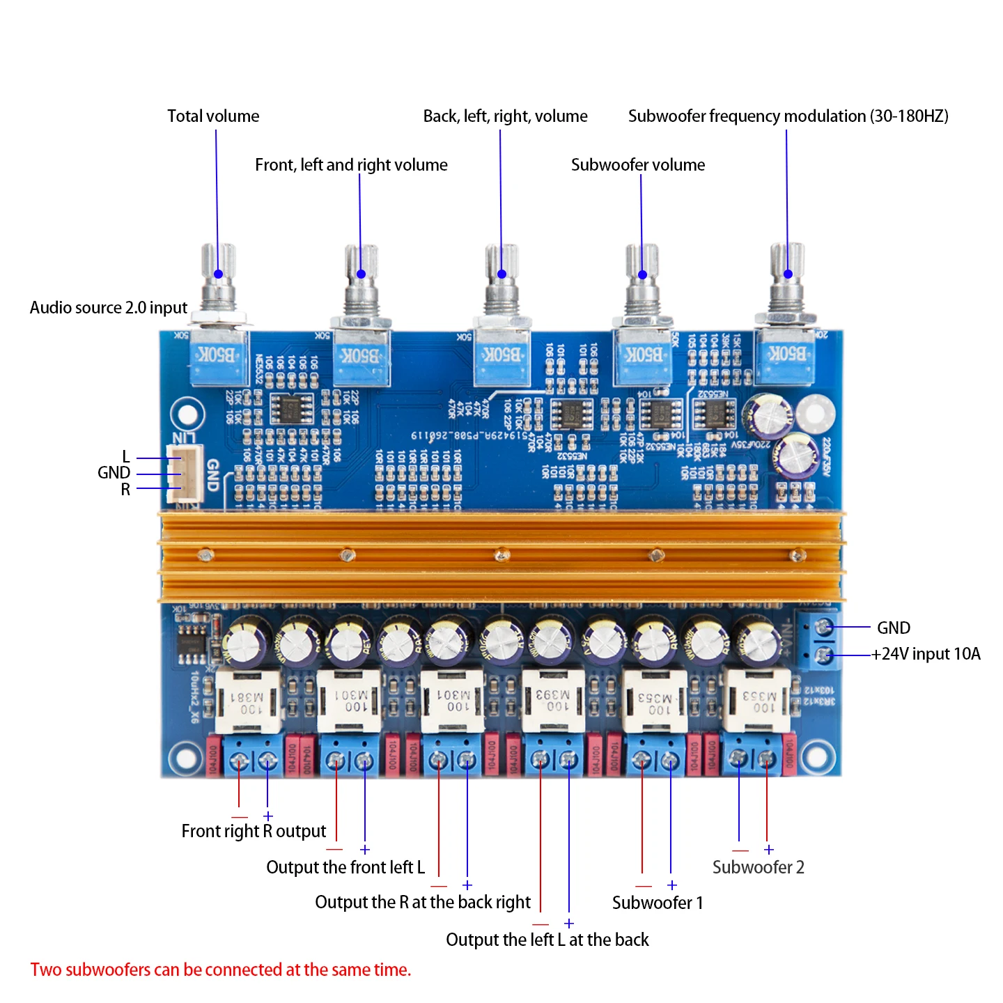 Hifi Amplifier Board - YJCO Leistungsverstärkerplatine Hifi Tpa3116 Stereo Hochleistungs-4.2-Kanal-Ausgang
