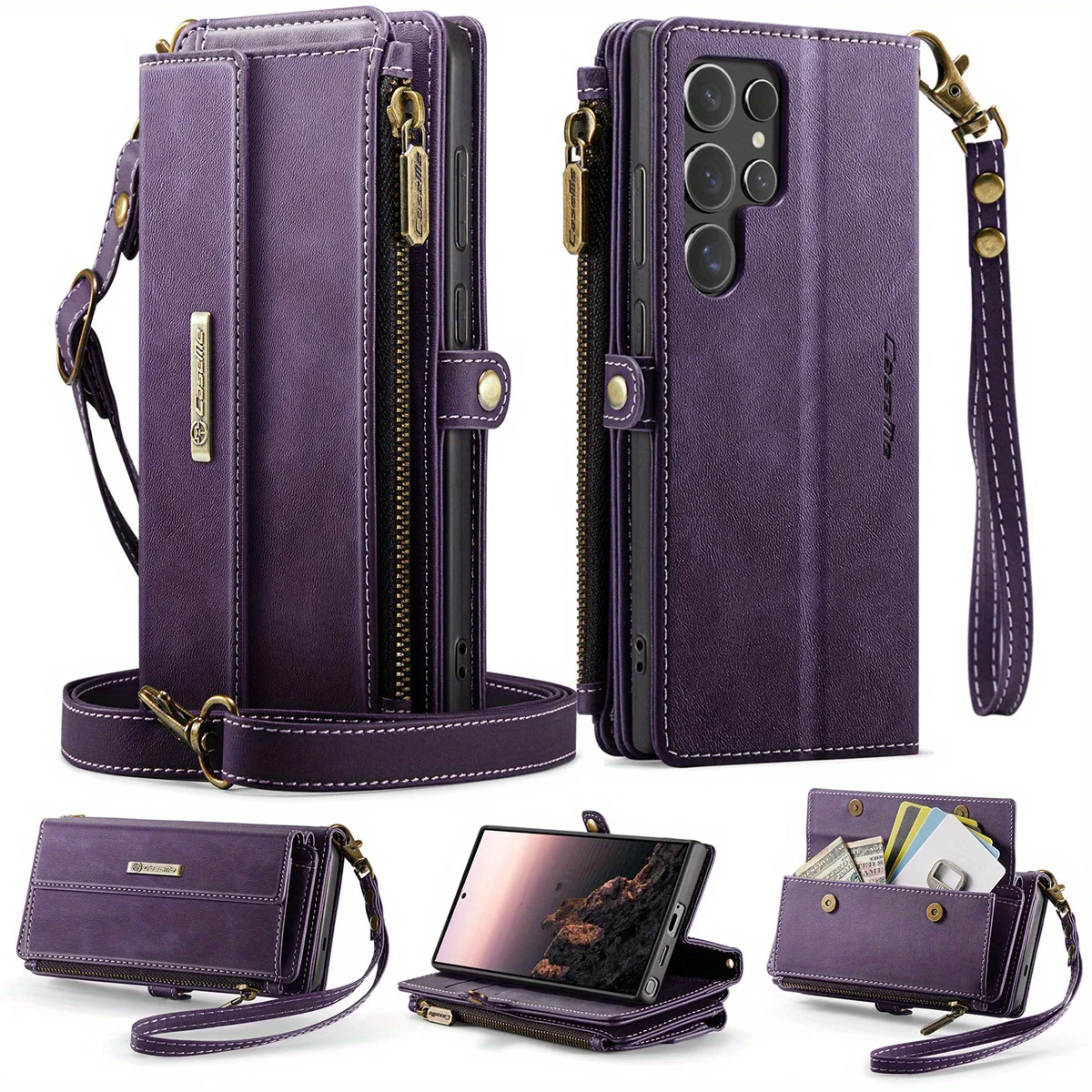 

for Samsung Galaxy S25 Ultra S25 Plus S25,RFID Blocking Phone Case Kickstand flip Cover Wrist Strap Credit Card Holder Slots