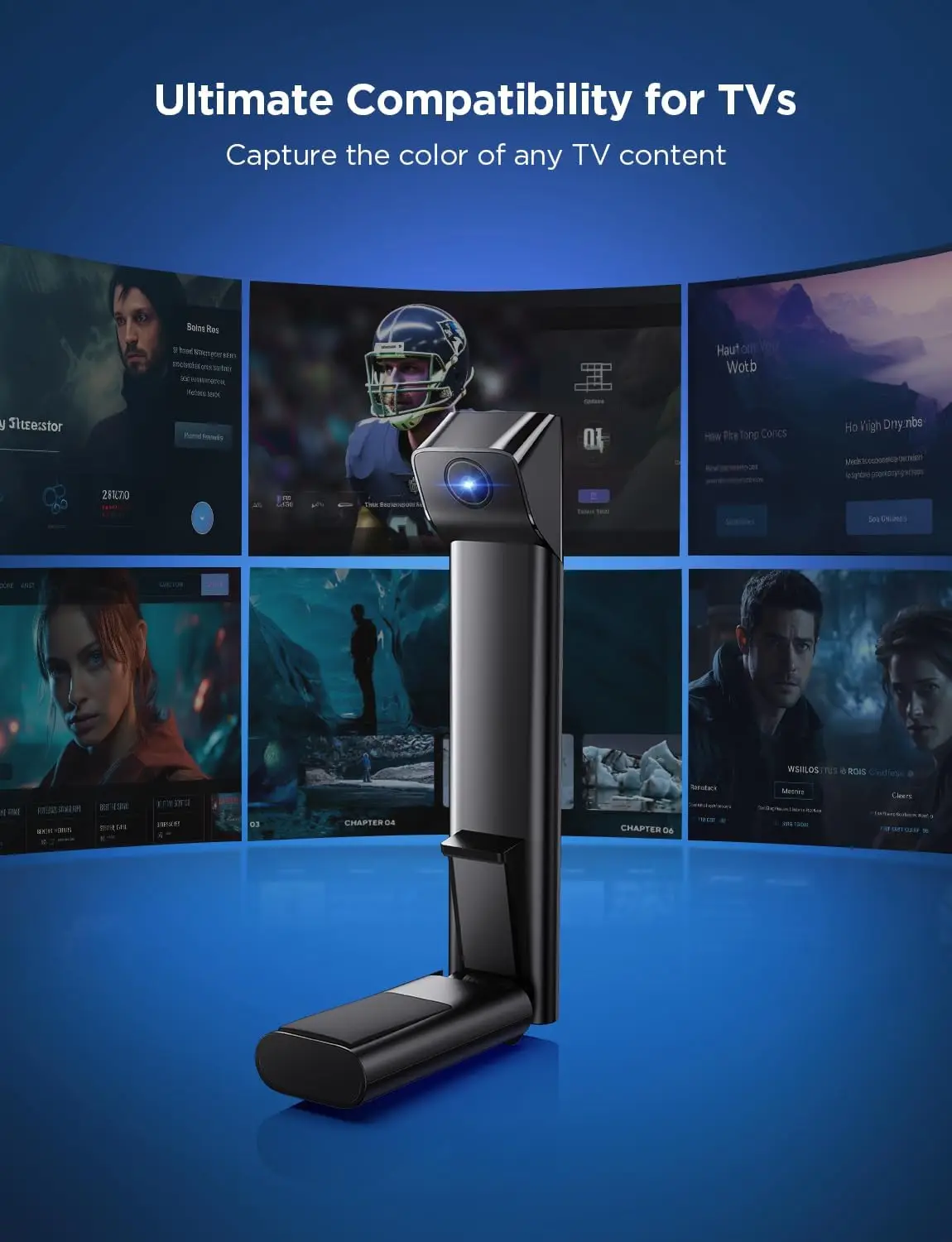 Smart TV Backlight with Camera Sync for 55-65 Inch TVs, RGBICW Wi-Fi LED Strip, Voice & App Control