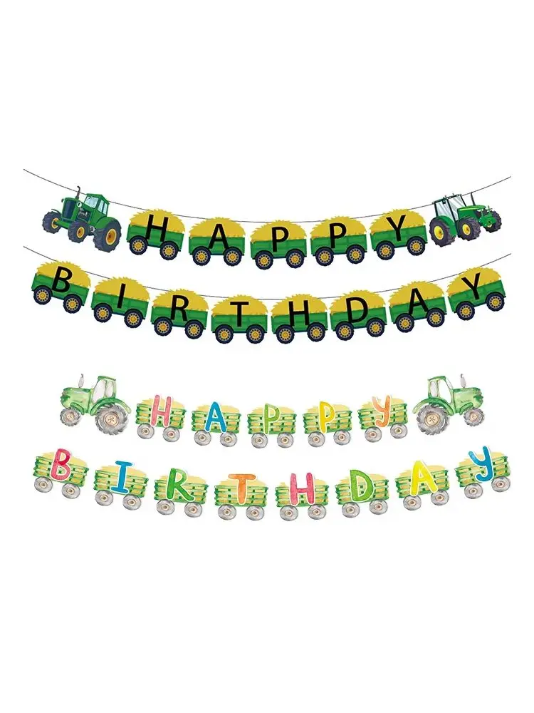 Farm-Traktor-Partybanner, Girlande, hängende Spiraldekoration, grünes Farm-Traktor-Banner, Kinder-Farm-Traktor-Geburtstagsdekorationsbanner – Detail 1