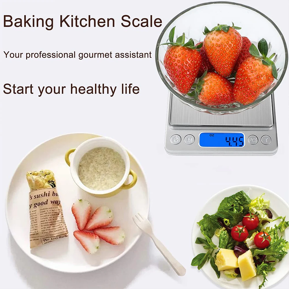 3000g Digital Kitchen Food Scale 0.1g Accuracy Small Gram Weight Scale For Cooking Baking and Jewelry with LCD Display