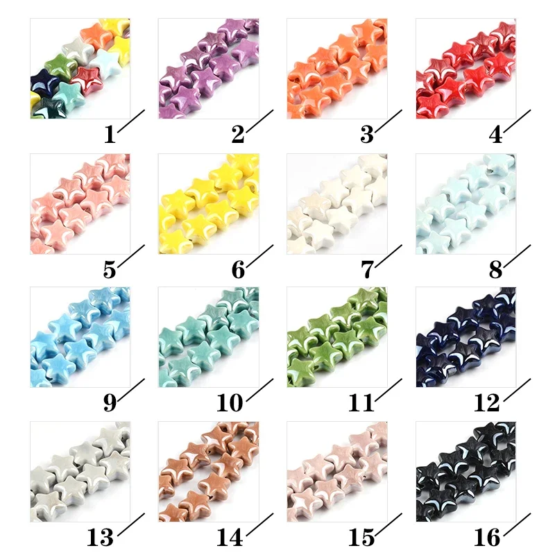 14mm Green White Multicolor Pentagram Ceramic Beads For Jewelry Making DIY Bracelet Earring Pendant Loose Beads Accessories