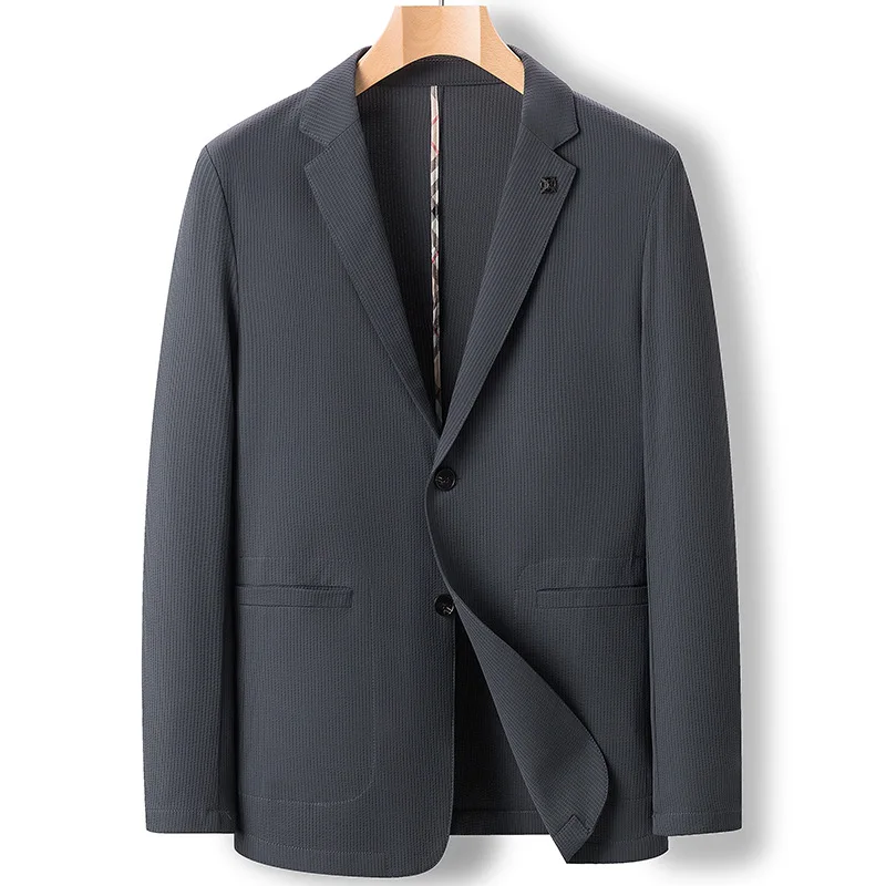 

Suits Single Breasted Men Blazer Solid Blazers Long Sleeve Turn Down Collar Cardigan Buttons Loose Fit Pockets 2025 Summer