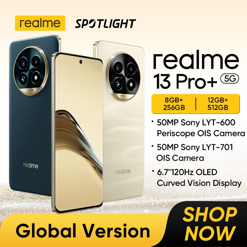 realme 13 Pro Plus Smartphone Global Version Snapdragon 7s Gen 2 5G Chipset Sony LYT-600 Periscope OIS Camera AI Imaging NFC