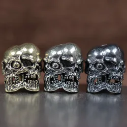 Double Sided Skull Head Brass Knife Bead EDC Outdoor DIY Paracord Accessories Woven Lanyard Pendant Jewelry Punk Bracelet Charms