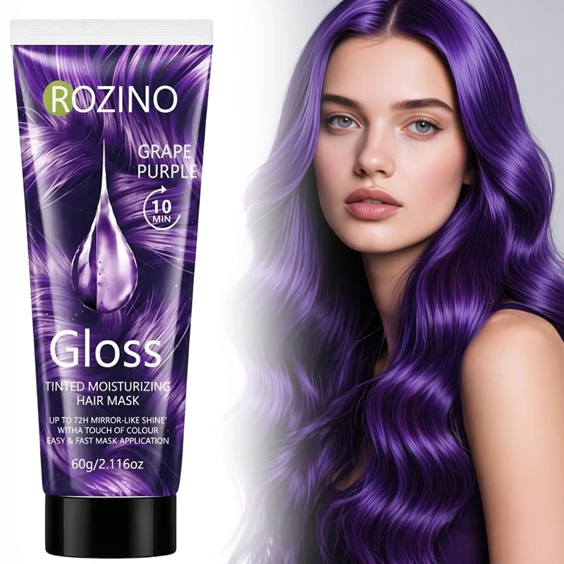Grape Purple Color-Fixing Hair Mask, specially designed for dyed hair, renews hair color and restores shine; semi-permanent red hair dye conditioner, deeply hydrates and repairs, long-lasting color lock, specifically for dyed and dry hair, suitable for daily use and makeup application