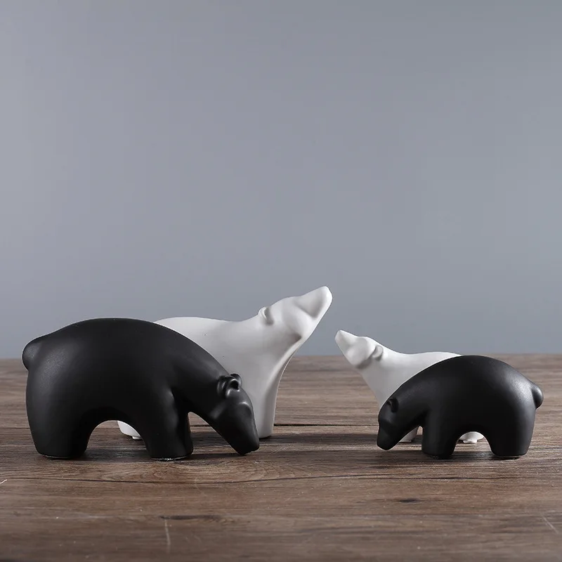 

Nordic Resin Polar Bear Figurine Minimalist Animal Decor Living Room TV Cabinet Soft Furnishing Accent Scandinavian Style Gift