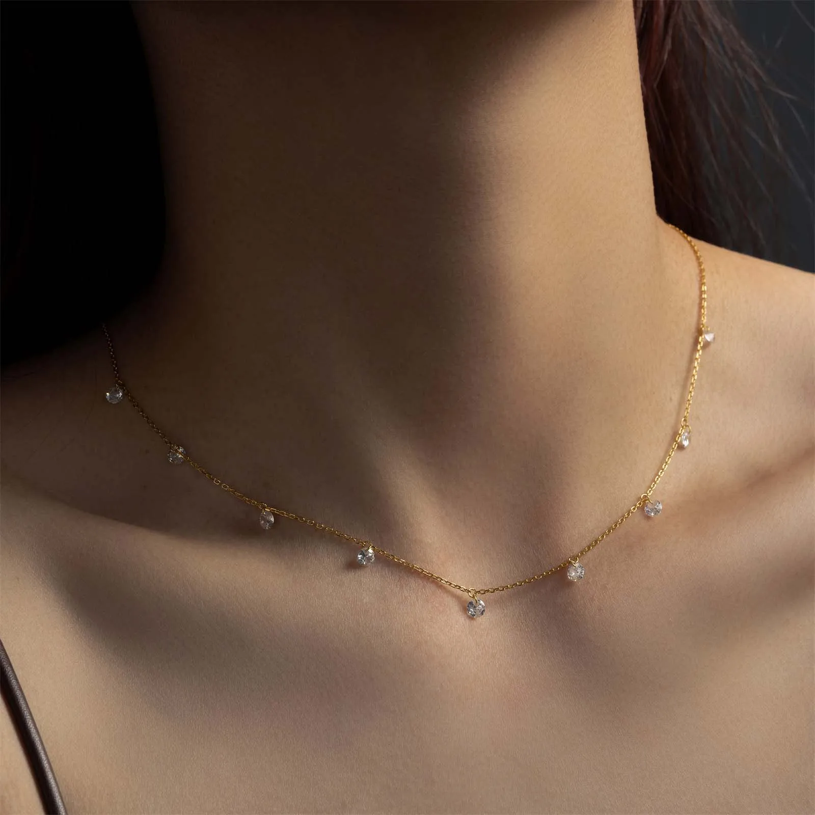 ANDYWEN 100% 925 Sterling Silver Hole Zircon 4mm Choker Charm Long Chain Necklace 2023 Women Wedding Fine Jewels — zdjęcie 5