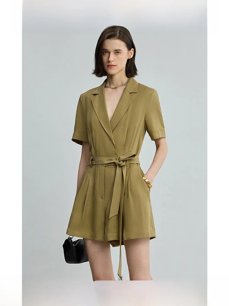 

LILY Summer New Women's Ruched Waist ort Sve Rer High Waist Pants Casual Comfortable Linen Material Faionable Design