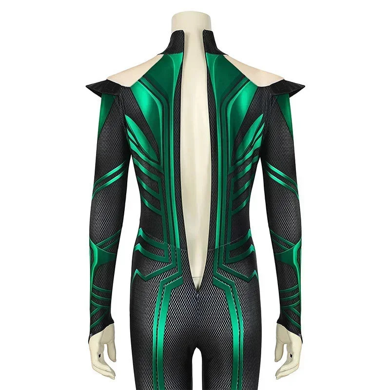 Hela Cosplay Costume Thor 3 Ragnarok Supervillain Hela Cosplay Jumpsuit Bodysuit Cloak Suit Halloween Costumes for Aldult Women
