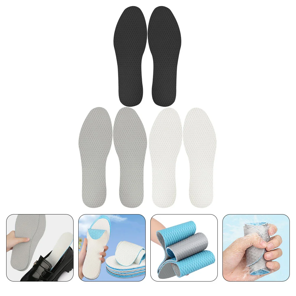 3 Pairs Latex Insoles Sandals Shoe for Women Gel Thin Inserts Foot Can Be Cut Man