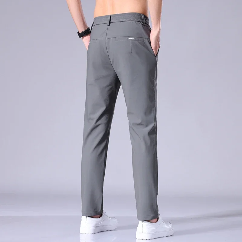

2026 Men's Trousers Spring Summer Casual Pants Ice Silk Thin Business Sport Pencil Jogger Four Seasons