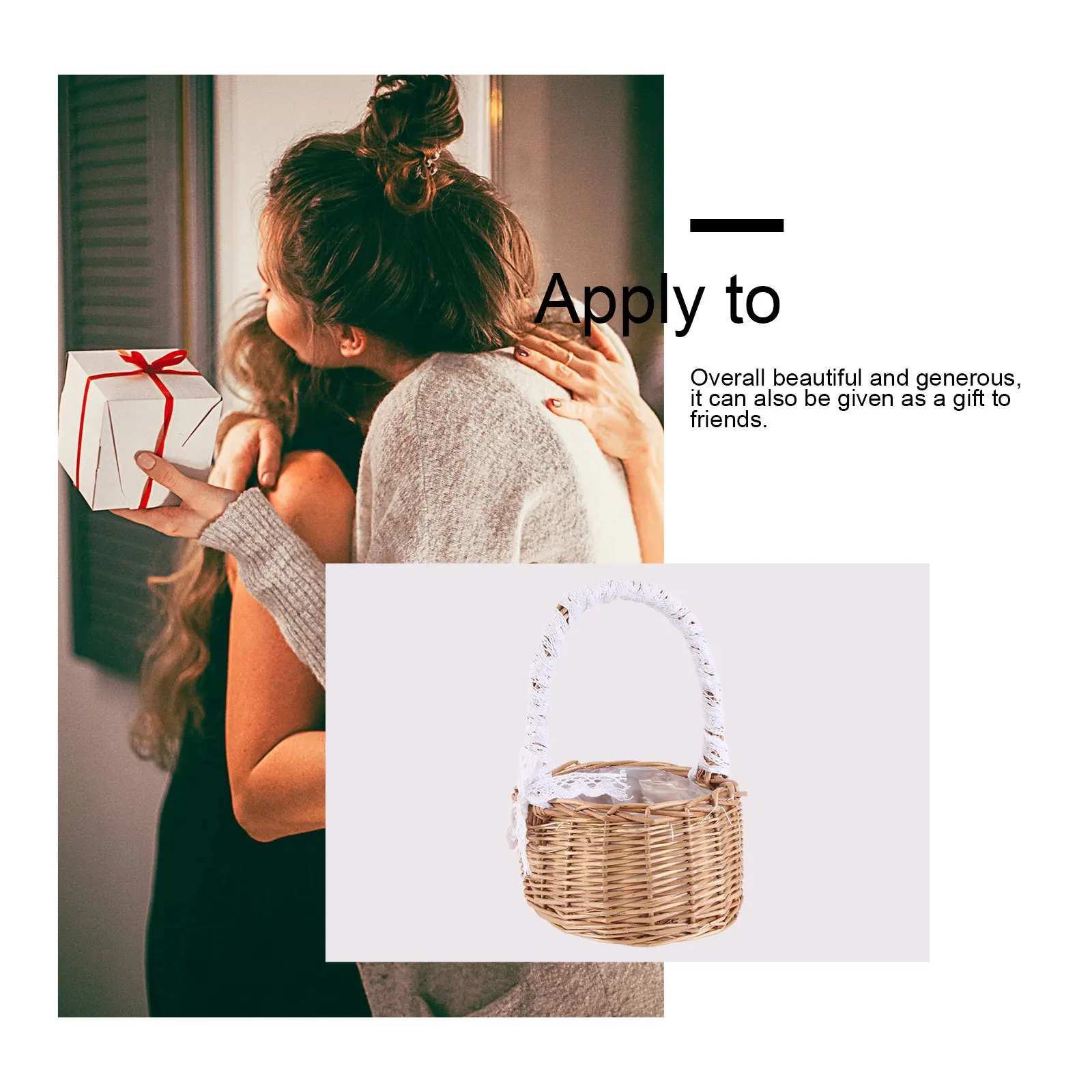 

1Pcs Rattan Woven Flower Basket Simple Color Handwoven Storage Container Portable Decorative Basket Storage Container