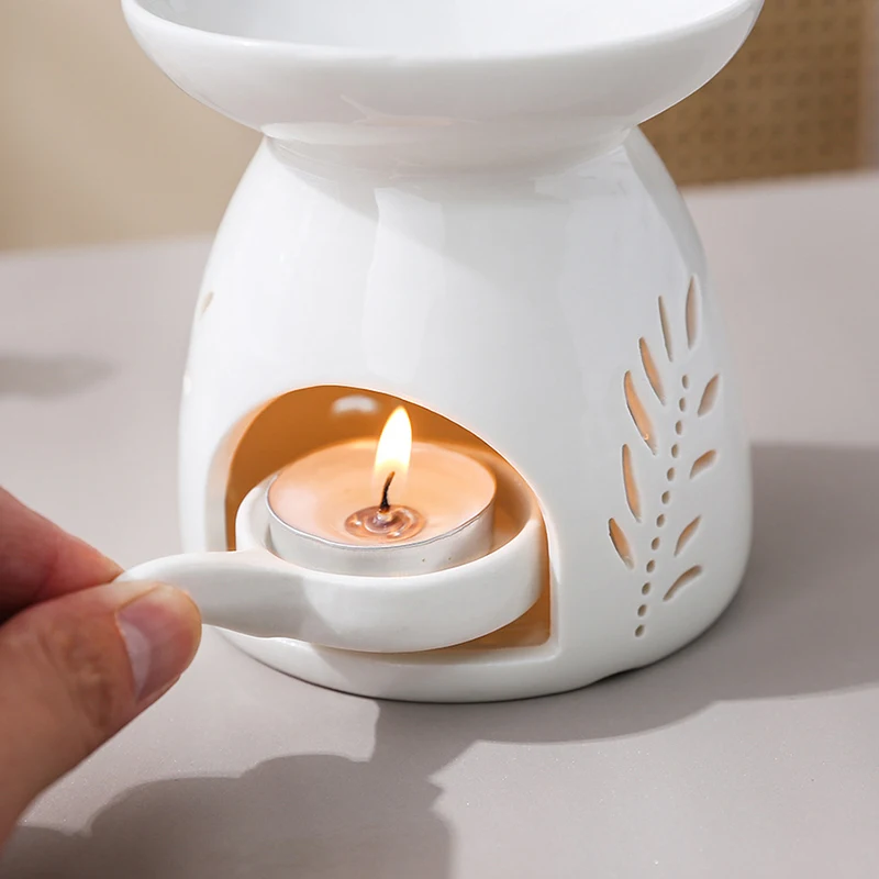 White Ceramic Hollow Incense Burner Candle Essential Oil Aromatherapy Diffuser Middle East Home Decor Ornament