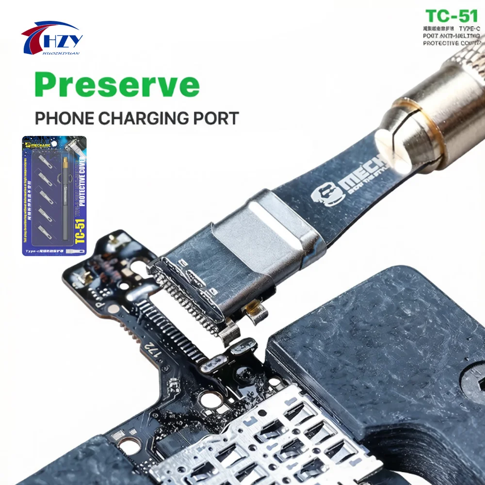 MECHANIC TC-51 Type-C Tail Plug Anti-melting Protector 5Pcs Heat Resistant Covers with Handle for Phone Repair Tools