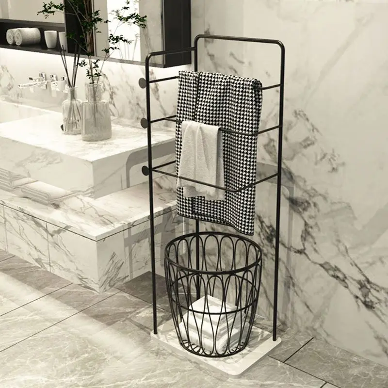 Toalla minimalista nórdica, toallero de baño, perchero interior, suelo de mármol, combinación de perchero