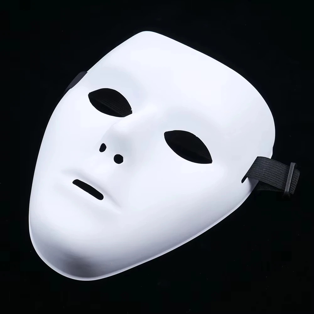 Halloween Pvc White Face Mask Hip-Hop Men's And Women's Dance Eyemasks Party Cosplay Costume Wedding Decoration Prop Hand-painte