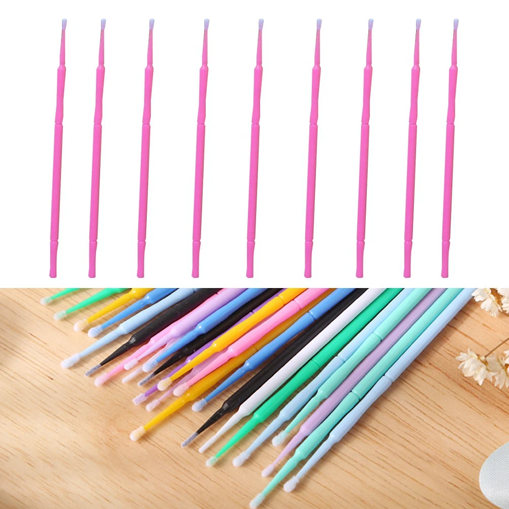 

100 Pcs Eyelash Swab Brush Cleaning Cotton Extension Swabs Applicator Micro Disposable