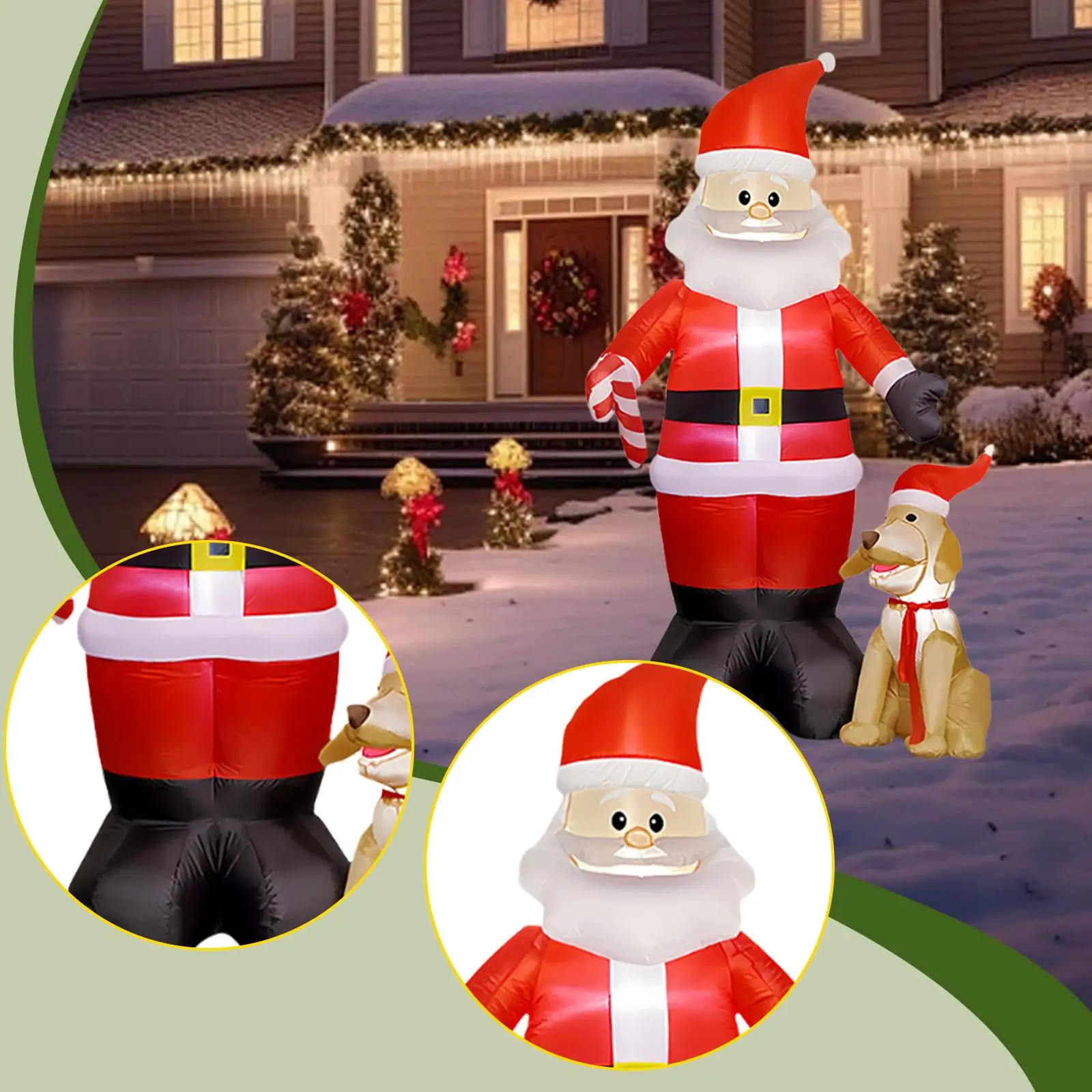 Christmas Inflatable Blow up Santa Claus Funny Xmas Decor 7.9 ft Giant Built in LEDs Outdoor Decoration for Yard Patio Mall Hall