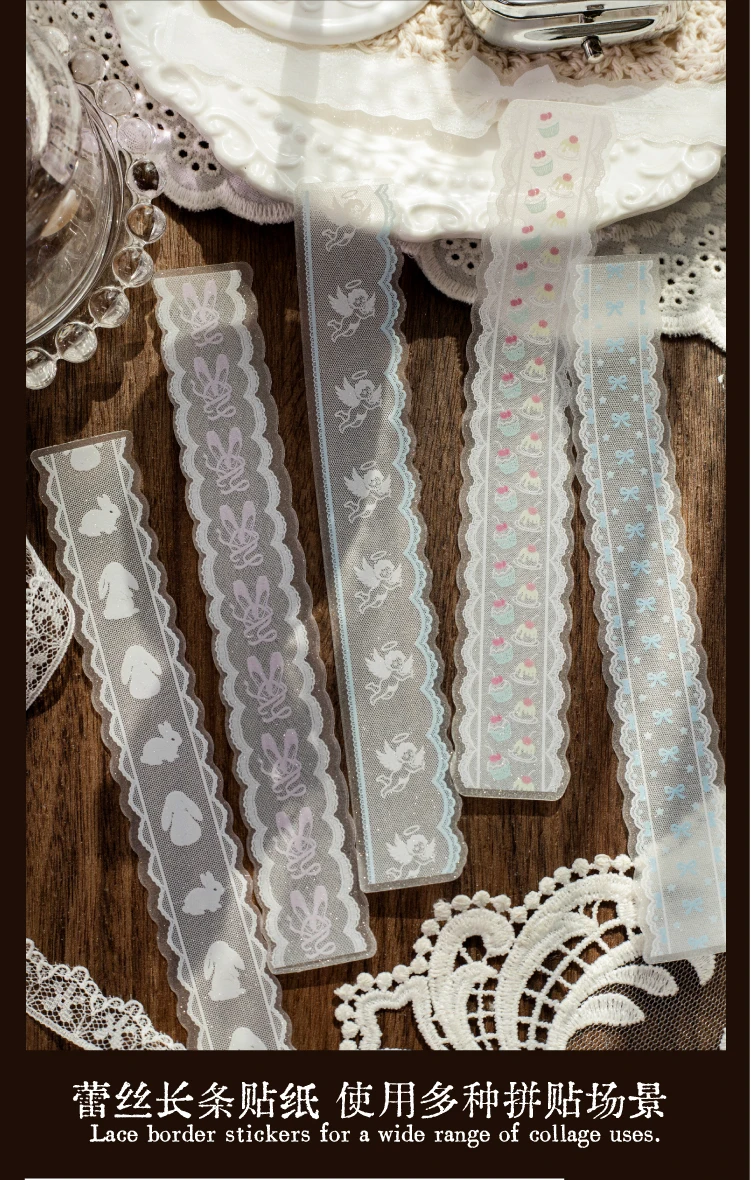 Journal GO 20 Stück durchscheinende PET-Spitzenstreifen, Retro-Schleifenmuster-Klebebänder für Journaling, Scrapbooking, Planer & DIY-Bastelarbeiten – Detail 5