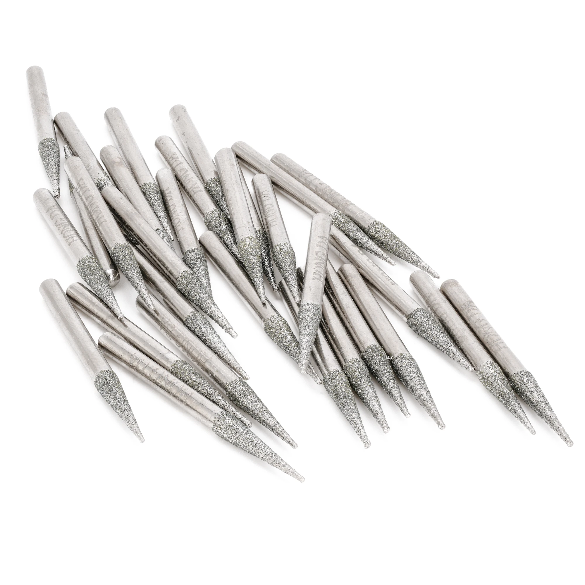 30Pcs 2.35/3mm Shank Diamond Rotary Burr Bits Set Tapered Point Grinding Head for Dremel Glass Stone Jewelry Lapidary Carving