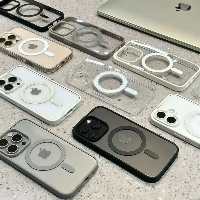 Magnetische Kabellose Ladehülle Luxus Transparente Schutzhülle für MagSafe für iPhone 17 16 15 14 Plus 13 12 11 Pro Max 16e 17e Air