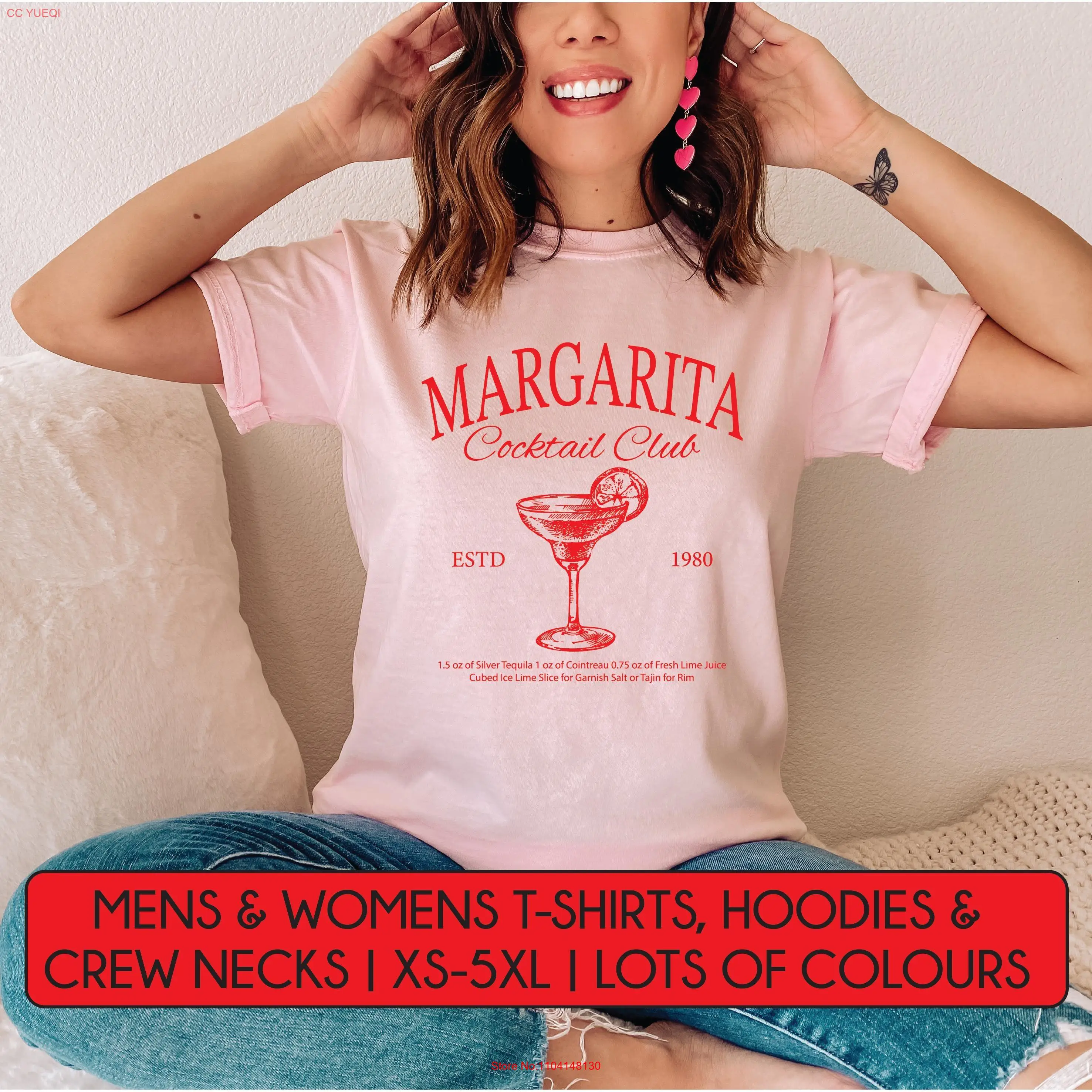 Margarita T shirt Cocktail Club Girls Night Hen Trip long or short sleeves