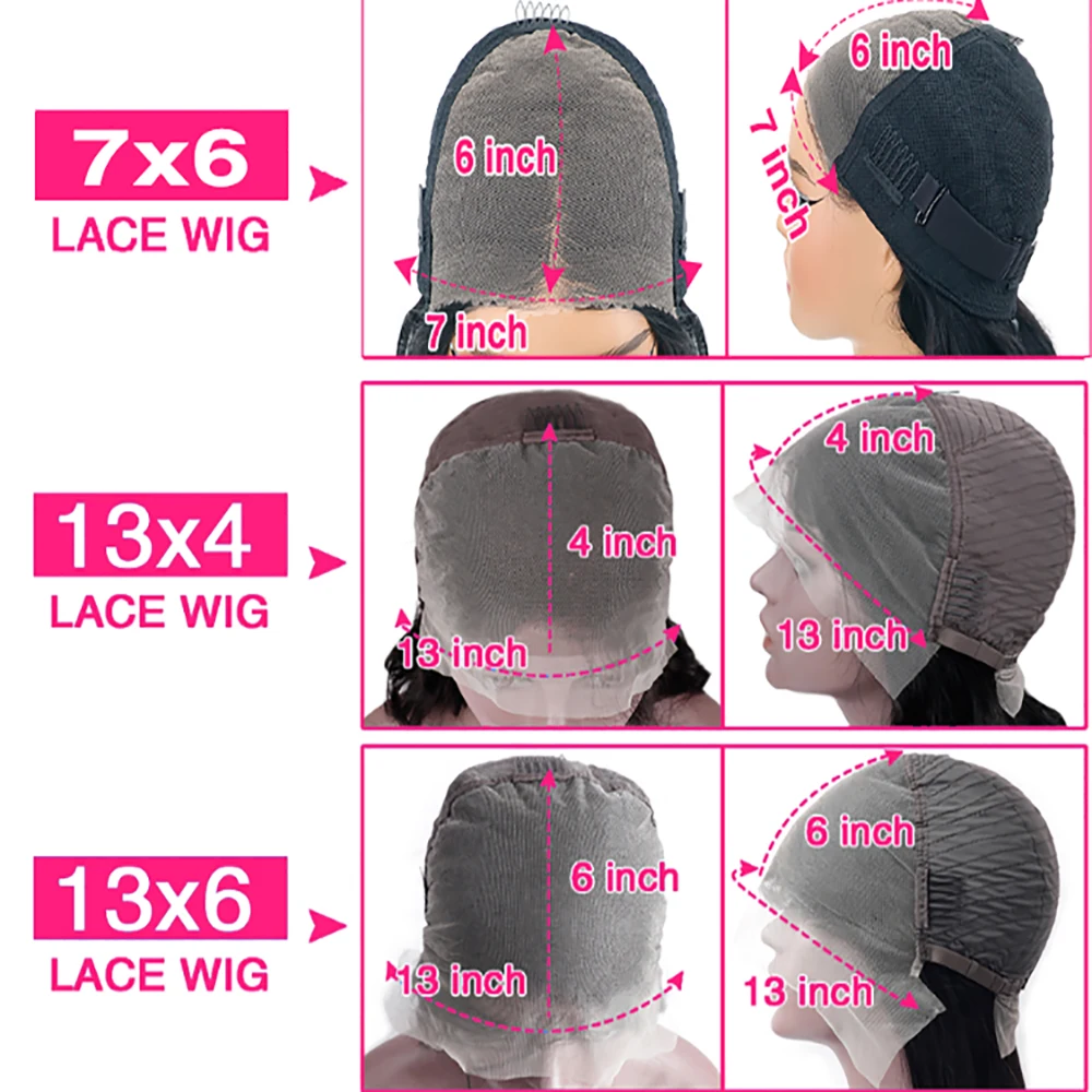220 Density Natural Black Deep Wave Lace Closure Wig 7x6 13x4 13x6 HD Transparent Lace Pre Plucked With Baby Hair Pre Cut Lace For Women