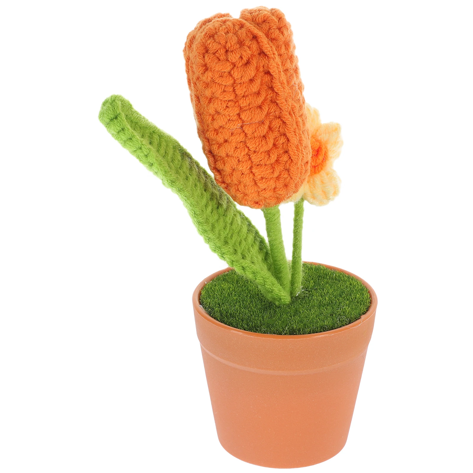 

Yarn naments Crochet Flower Crafts Artificial Woven Bonsai Decor Home Supplies Knitting Simulated Flowers Woolen Plant Potted