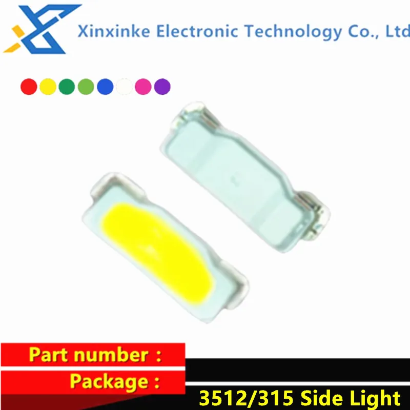 

50PCS 3512 315 Side Side-emitting Diode LED Lamp Bead Pink Warm White Ice Blue Emerald Green Yellow Red Orange