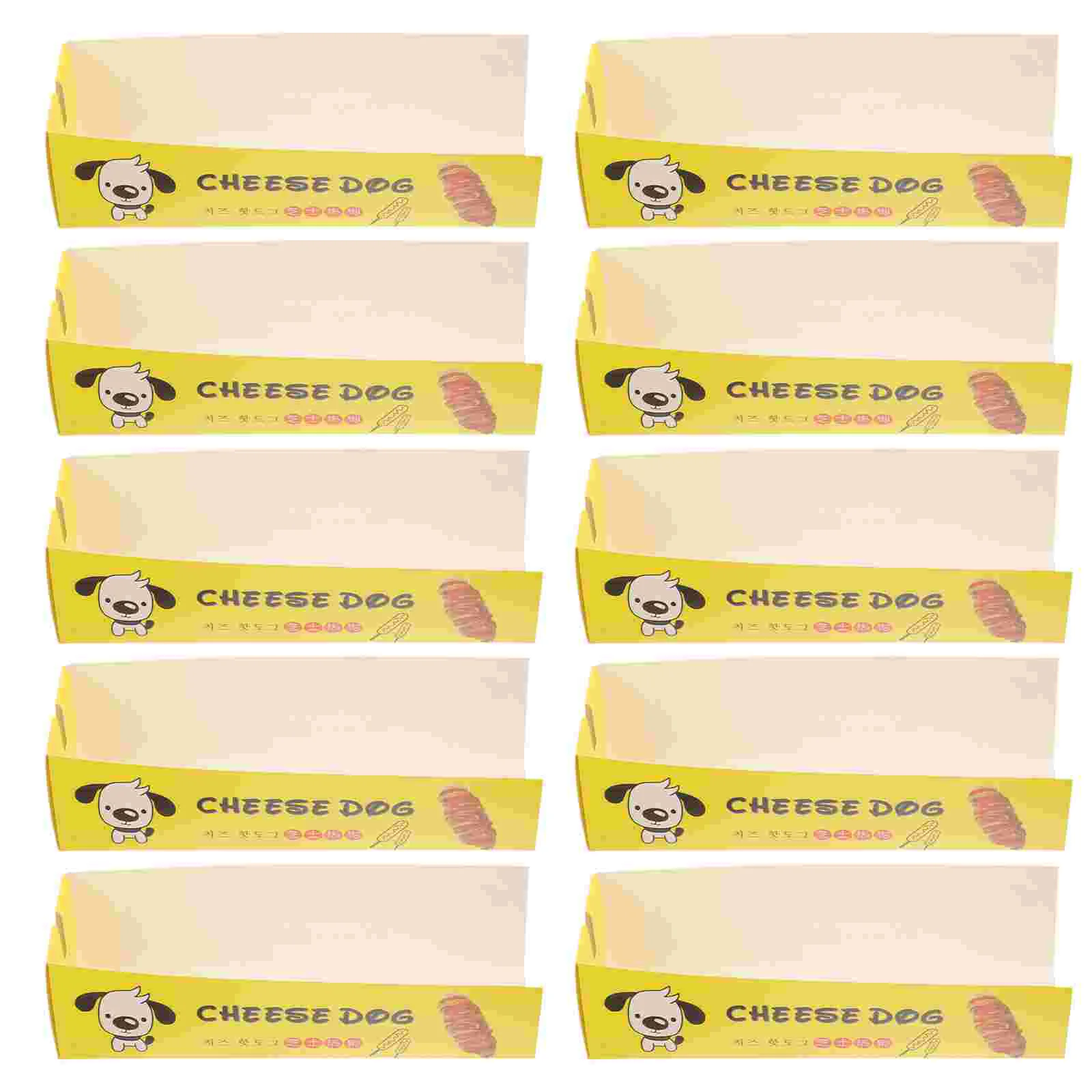 100 Pcs Hot Dog Box Paper Food Serving Tray Wrappers Dogs Restaurant Containers Case Sausages Sushi