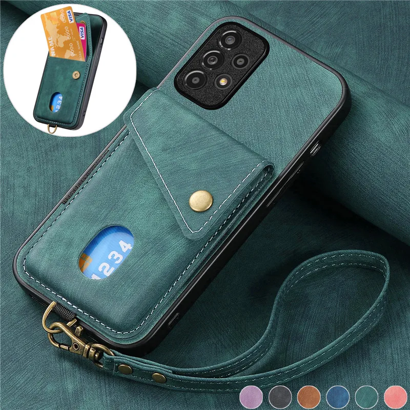 Lanyard Leather Phone Case for Xiaomi Redmi 10 10A 10C 9 9A 9C 9T 8 8A Note 12 11 10S 8 9 Pro 11T 12T Poco X5 Wallet Card Cover