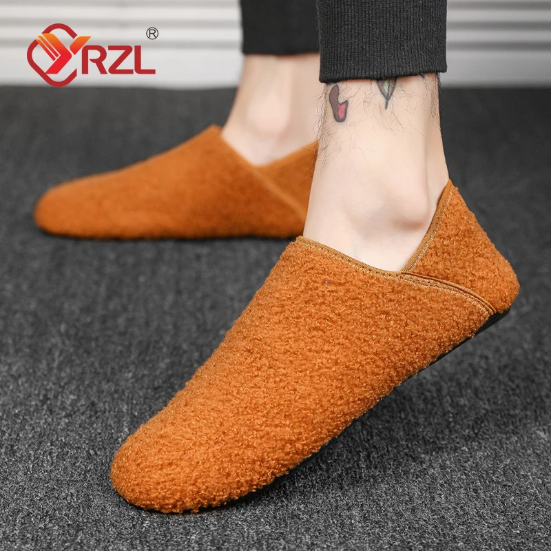 

YRZL Winter Slippers Men Couple Slippers Non-slip Warm Women and Men Slipper Indoor Soft Shoes Comfortable Flat Home Cotton Shoe