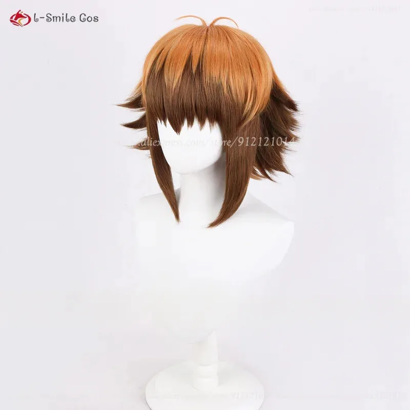 Jaden Yuki Cosplay Wig 30cm Orange Brown Mix Wigs Yuki Judai Cosplay Anime Cosplay Wig Heat Resistant Synthetic Hair + Wig Cap