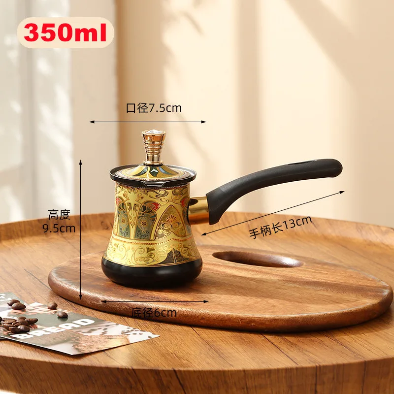 550 مللي/720 مللي إبريق قهوة تركي من الفولاذ المقاوم للصدأ لون ذهبي محمول زبدة دفئا وعاء صهر الشوكولاتة مع مقبض طويل وغطاء #2