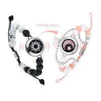 TOTWOO Long Distance Touch Bracelets for Couples Vibration Light up for Love Couples Bracelets Bluetooth Pairing Jewelry Gifts