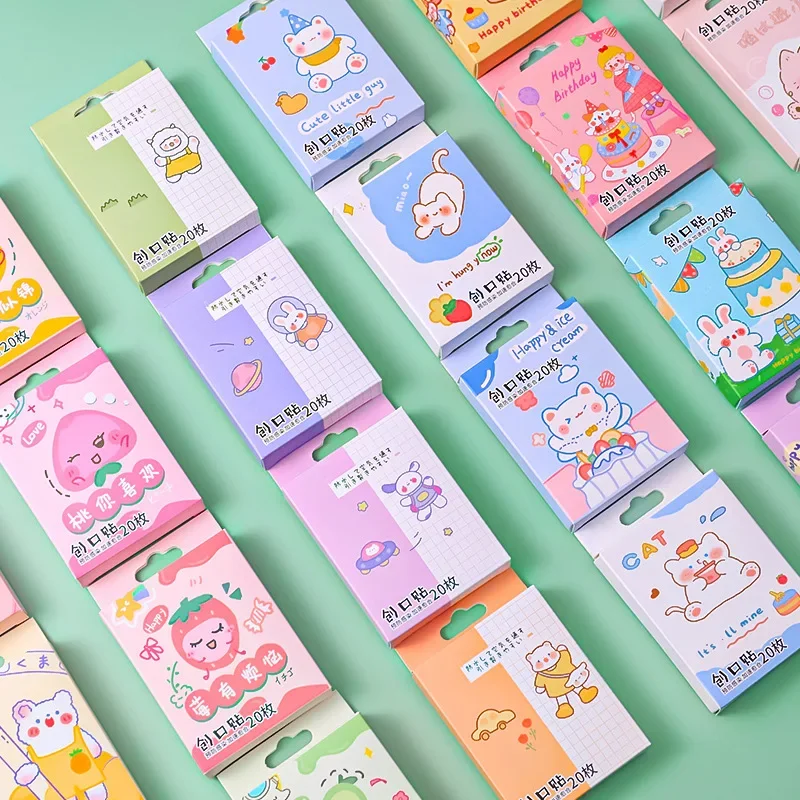 20pcs/box First Aid Kawaii Band Aid Cartoon Adhesive Bandages Emergency Kit for Kids Children Wound Plaster Patches