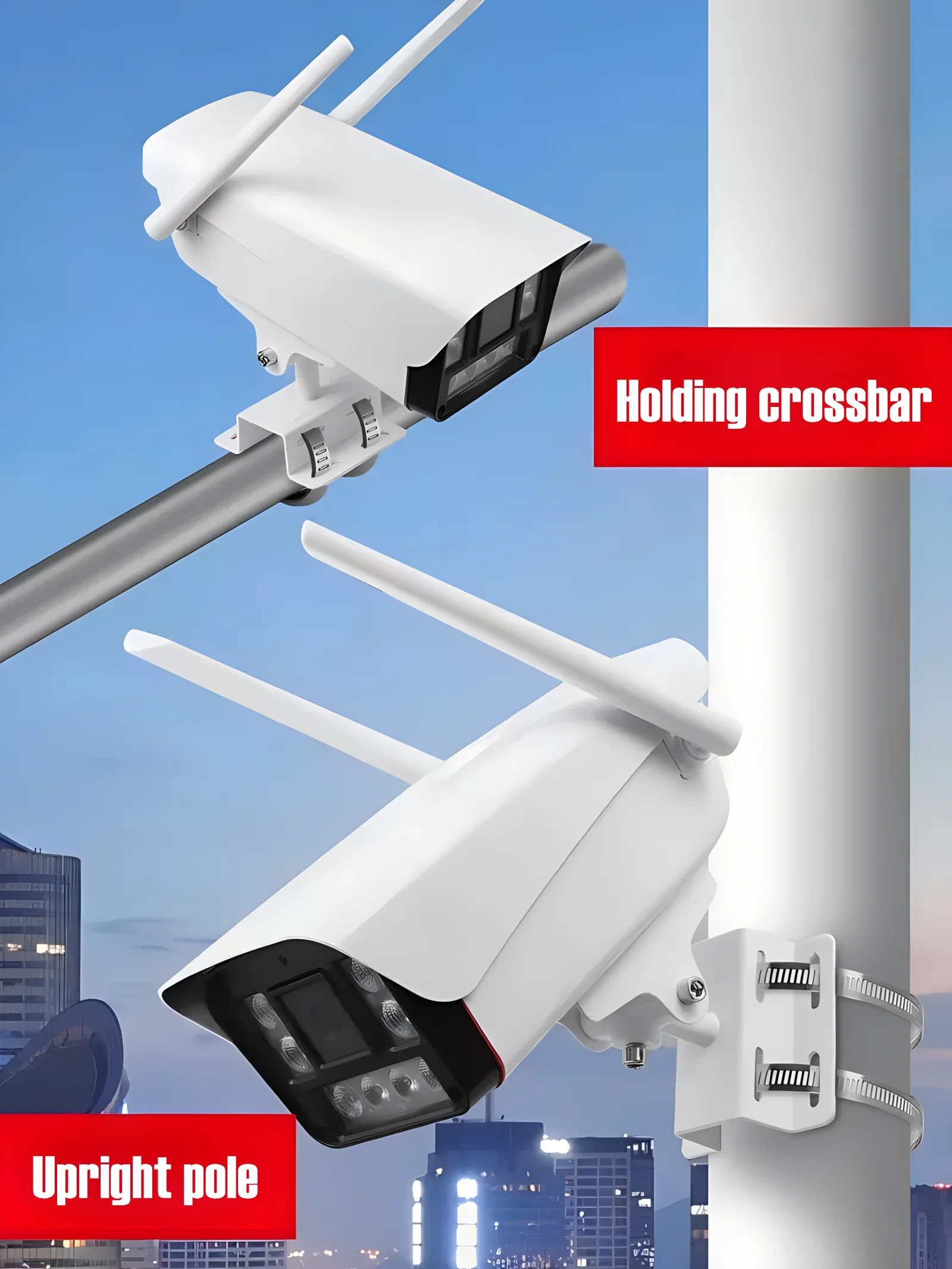 Imagem -03 - Monitoramento Hoop Bracket Vigilância Segurança Cctv Câmera Pole Mount Pólo Vertical Instalação Horizontal Braço