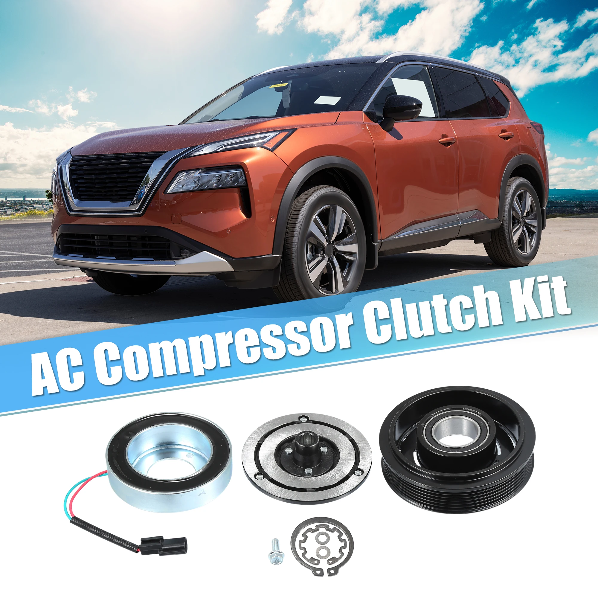 UXCELL AC Compressor Clutch Set A/C Clutch Assembly Black for Nissan Rogue 2008 2009 2010 2011 2012 2013 2014 2015 2.5L