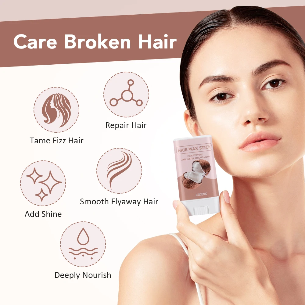 Hair Wax Stick For Wigs Hair Styling Hair Frizz Fixed Fluffy Gel Hair Wax Women/Men/Children Coconut Flavour Non-Greasy Style