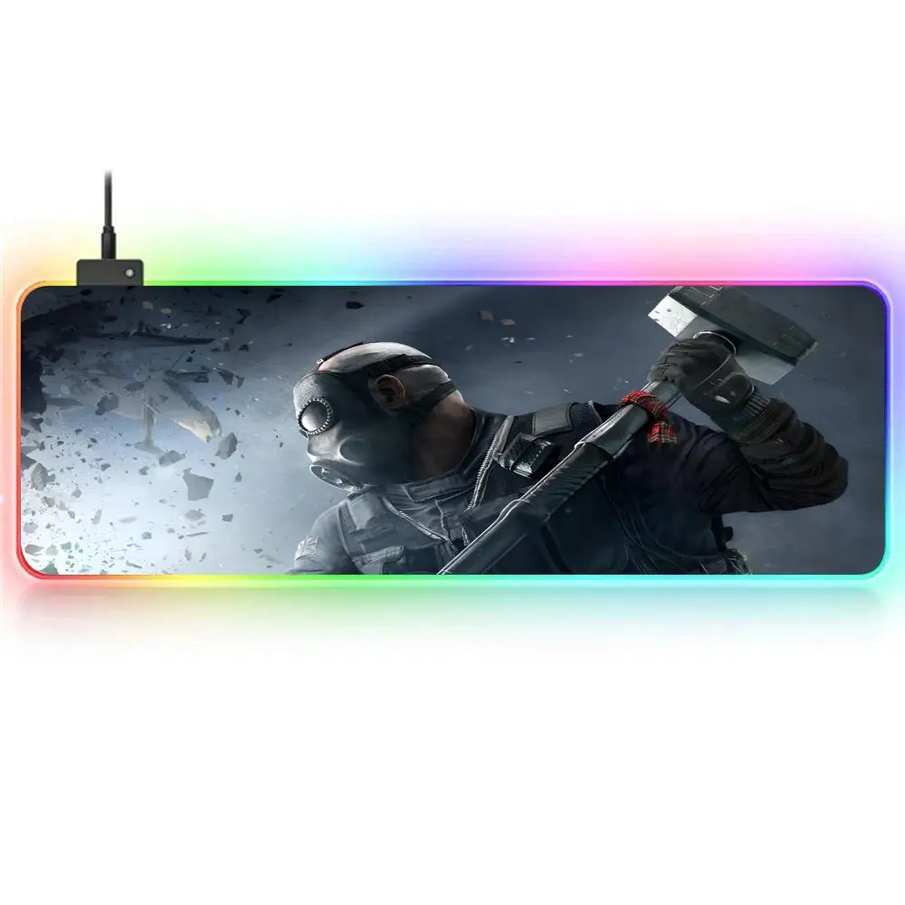 Gamre C-Counter-Strike G-Global O-Offensive Mouse Pad RGB Large Gaming Mouse Pad Non-slip Rubber Base Keyboard Pad LED Mouse Pad