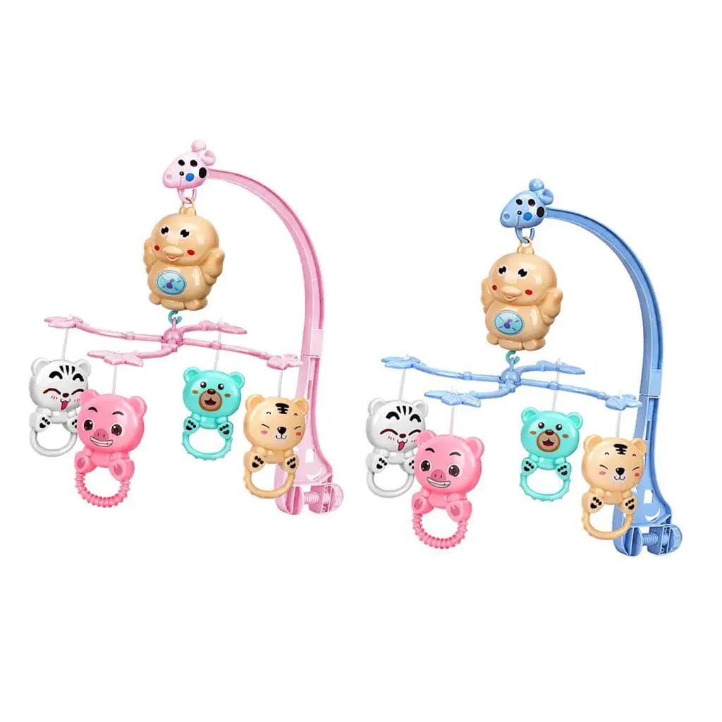 Infant Rotating Crib Bell with Multifunction Story Music Box and Rattles Toy for Baby Sensory Play