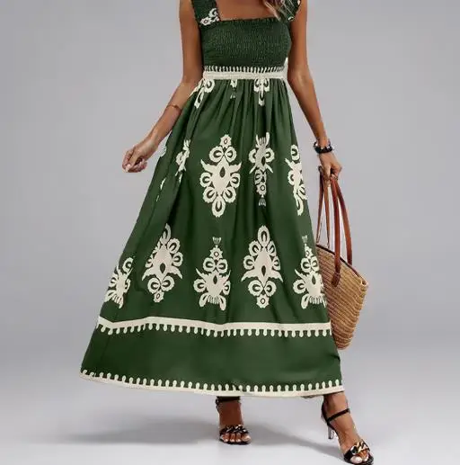 

2025 New Latest Women's Elegant Fashionable Printed Dress Bohemian Style Retro Printed Elegant Dress Shipped Within 48 Hours