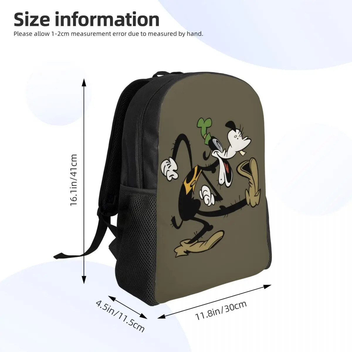 Ransel Goofy Kustom untuk Wanita Pria Tas Buku Cetak Kartun Sekolah Perguruan Tinggi Tahan Air